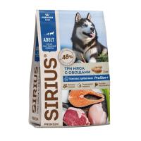 SIRIUS полнорационный сухой корм, 2кг (для взрослых собак с повышенной активностью 3 МЯСА с Овощами)
