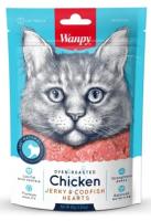 Wanpy Cat Лакомство для кошек «сердечки» из курицы с треской 80 г