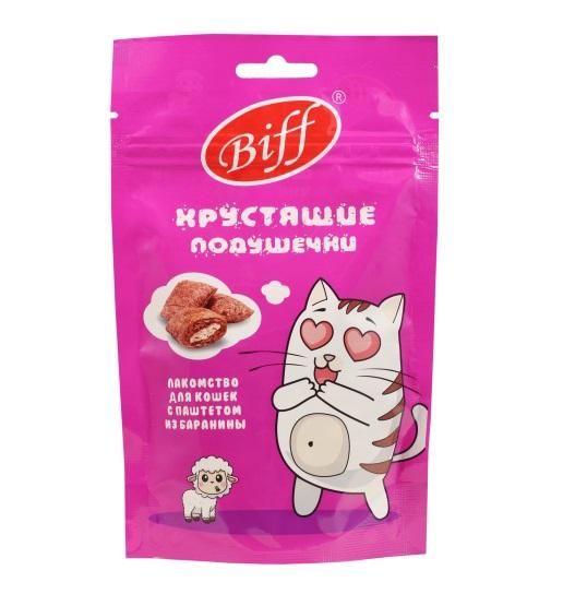 Лакомство для кошек Хрустящие подушечки Biff с паштетом из баранины 60 г 026694 ТИТБИТ