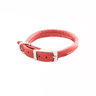 Ошейник кожаный цветной круглый "Cord" d6мм, пряжка 12мм, обхват 25-29см (TM "ZooM")