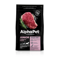 AlphaPet Superpremium 3кг с говядиной и рисом сухой д/юниоров крупных пород с 6 мес. до 1,5 лет