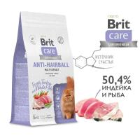 Брит CARE Сухой корм с белой рыбой и индейкой для взр.кошек Cat Anti-Hairball 0,4 кг 5066254