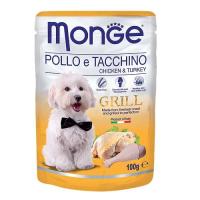 Влажный корм Monge Dog Grill для собак с курицей и индейкой, паучи 100 г