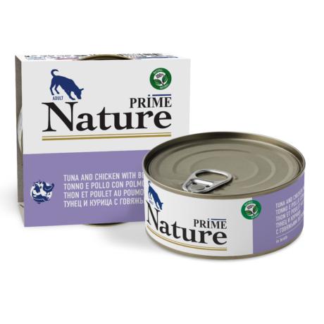 PRIME NATURE ж/б 150г в бульоне Курица и тунец с говяжьим легким д/собак