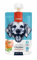 Wanpy Dog Лакомство для собак Мясной мусс из курицы и моркови с горохом 90 г
