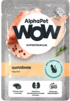 AlphaPet WOW 0,085кг пауч цыпленок паштет для стерилизованных кошек