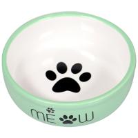 Миска Mr.Kranch керамическая для кошек MEOW 380 мл, зеленая