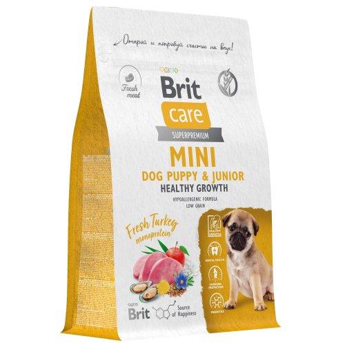 BRIT CARE Mini, Сухой корм с инд. для щ. и мол.соб.мин.п,"Puppy&Junior.Healthy Growth",0.4кг,6010704
