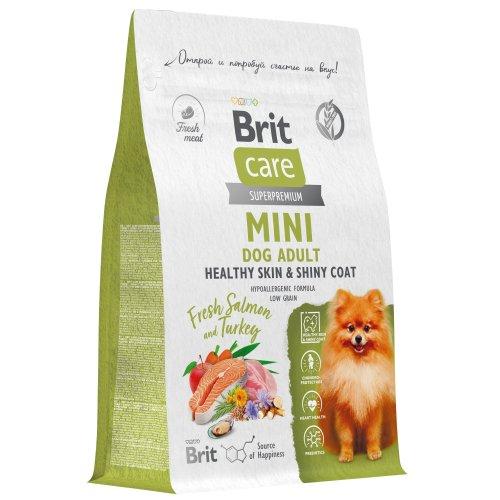 BRIT CARE Mini, Сухой корм с инд. для вз.cоб.мин.п, "Adult. Healthy Skin&Shiny Coat",0.4кг, 5079124