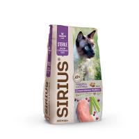 SIRIUS полнорационный сухой корм,для стерилизованых кошек и котов индейка и курица 10кг
