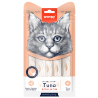 Wanpy Cat Лакомство для кошек "нежное пюре" из тунца и лосося 1шт 14 г (1*25)