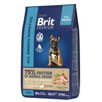 Брит Premium Dog Sensitive с лососем и индейкой д/взрослых собак всех пород 8 кг