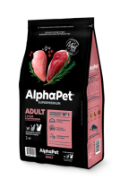 AlphaPet Superpremium 2кг с уткой и цыпленком сухой для кошек крупных пород