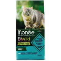 Monge Cat BWild Grainfree из трески, картофеля и чечевицы для взрослых кошек 1,5 кг