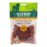 Трубочки из мяса утки для собак мини пород 100 г 024614 ТИТБИТ