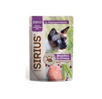 SIRIUS влажный корм для СТЕРИЛИЗОВАННЫХ КОШЕК кусочки в соусе ИНДЕЙКА и КУРИЦА 85г пауч