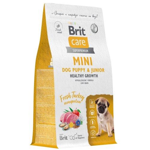 BRIT CARE Mini, Сухой корм с инд. для щ. и мол.соб.мин.п,"Puppy&Junior.Healthy Growth",1.5кг,6010711