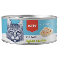 Wanpy Cat Консервы для кошек "Курица с крабом" 95 г