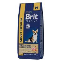 BRIT PREMIUM, Сухой корм с курицей для взрослых собак "Dog Adult Medium", 15кг, 5049967