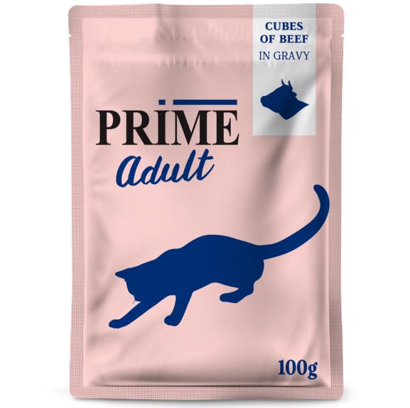 PRIME пауч 100г Кусочки из говядины в бульоне, для кошек