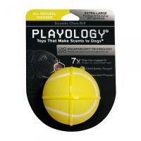 Playology жевательный мяч SQUEAKY CHEW BALL 8 см для собак с пищалкой и с ароматом курицы, желтый