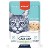 Wanpy Cat Пауч для кошек из курицы и трески 85 г