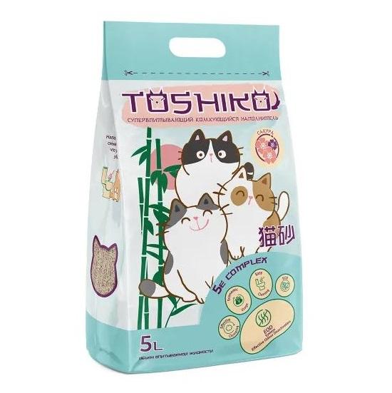 TOSHIKO натуральный комкующийся наполнитель древесный сакура 1,9кг/5л