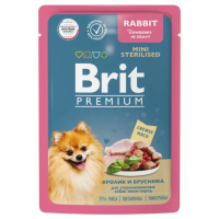 BRIT PREMIUM, Пауч для взрослых стерил. собак мини пород, Кролик и брусника в соусе, 85гр