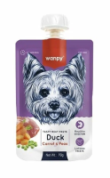 Wanpy Dog Лакомство для собак Мясной мусс из утки и моркови с горохом 90 г