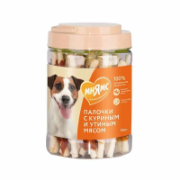 МНЯМС Лакомство д/собак палочки с куриным и утиным мясом из банки 340г-1шт