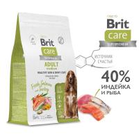 Брит CARE Сухой корм с лососем и инд д/взрослых соб Adult M Healthy Skin&Shiny Coat 12кг 5066360