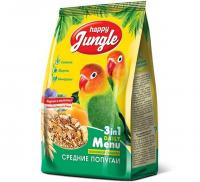 HAPPY JUNGLE корм д/средних попугаев 500гр