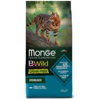 Сухой корм Monge Cat BWild GRAIN FREE для стерилизованных кошек, беззерновой, из тунца, 1,5 кг