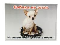 Табличка Дарэлл "Собака не злая, но имеет очень слабые нервы" формат А4 0055