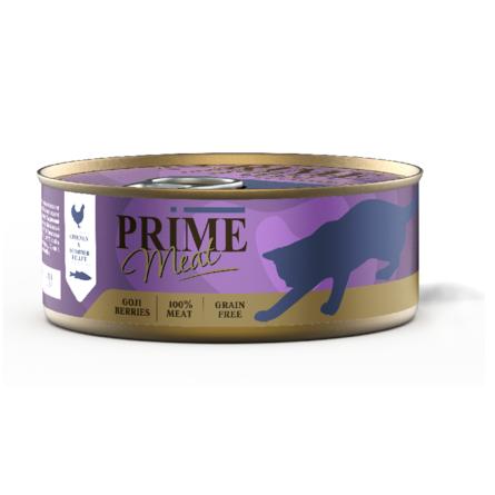 PRIME MEAT ж/б 100г Курица со скумбрией, филе в желе, д/кошек