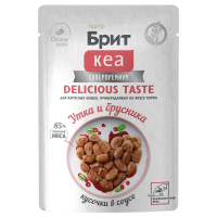 БРИТ КЕА, Пауч с Уткой и Брусникой для взр. кошек, привередливых ко вкусу корма, кусочки в соусе, 85
