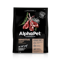 AlphaPet Superpremium 7кг с ягненком и рисом сухой д/взрослых собак мелк.пород с чувств.пищеварением