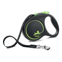 Flexi рулетка Black Design S (до 15 кг) 5 м лента черный/зеленый