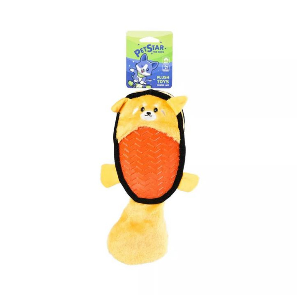 PET STAR игр.д/собак 30*11.5см БОБЕР с пищалкой, плюшевая