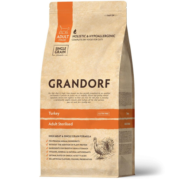 GRANDORF CAT Turkey STERILISED Индейка для стерилизованных кошек 2кг