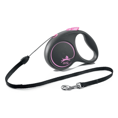 Flexi рулетка Black Design XS (до 8 кг) 3 м трос черный/розовый