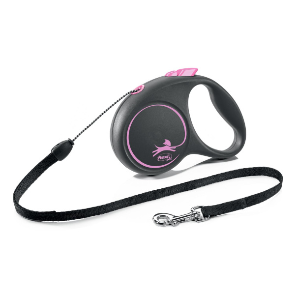 Flexi рулетка Black Design XS (до 8 кг) 3 м трос черный/розовый
