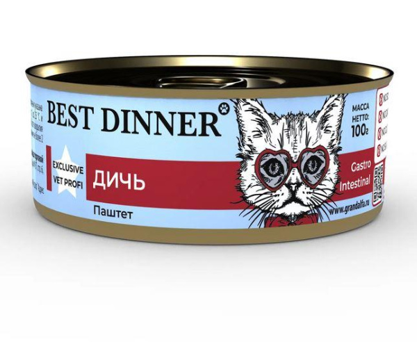 Консервы Best Dinner Exclusive Gastro Intestinal Exclusive "Дичь" для кошек- 0,1 кг