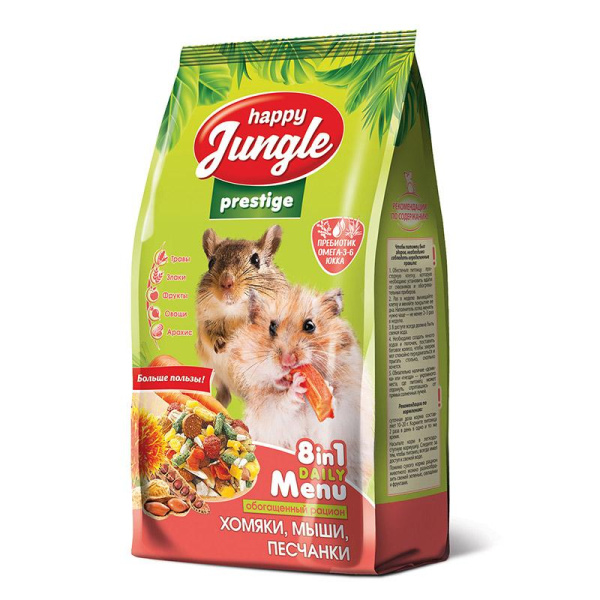 HAPPY JUNGLE Prestige Корм для хомяков, мышей, песчанок 500г