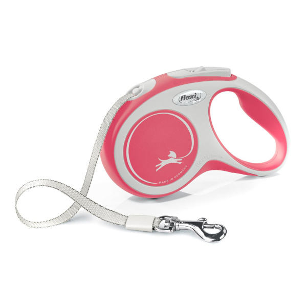 Flexi рулетка NEW LINE Comfort XS (до 12 кг) лента 3 м серый/красный