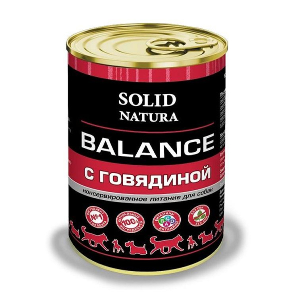 Solid Natura Balance консервы д/собак Говядина 0,34кг