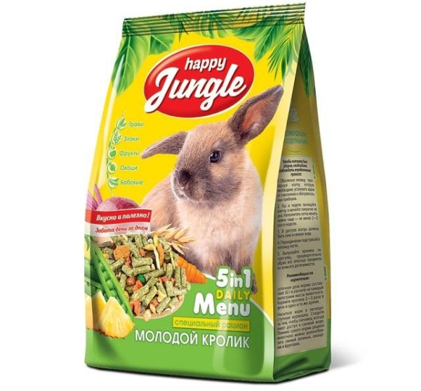 HAPPY JUNGLE корм д/молодых кроликов 400гр