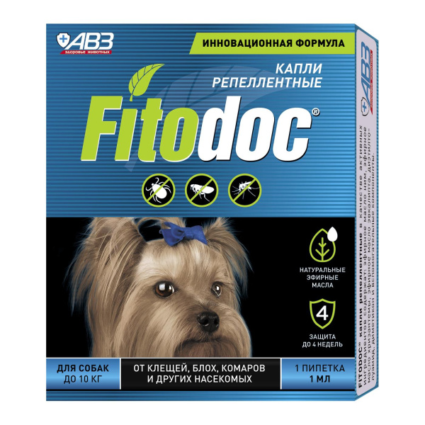 FITODOC капли репеллентные для собак до 10 кг (1 пип. по 1 мл)