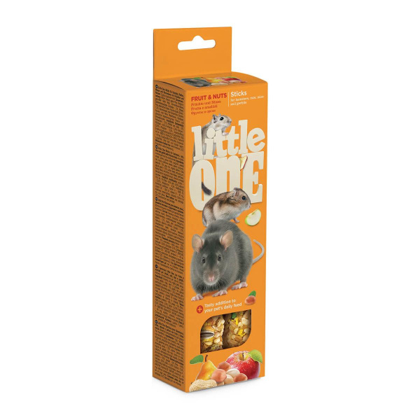 Little One Палочки д/хомяков,крыс,мышей,песчанок с фрукт.и орехами 2*60г