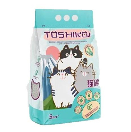 TOSHIKO бентонитовый комкующийся наполнитель сосновый бор 5кг